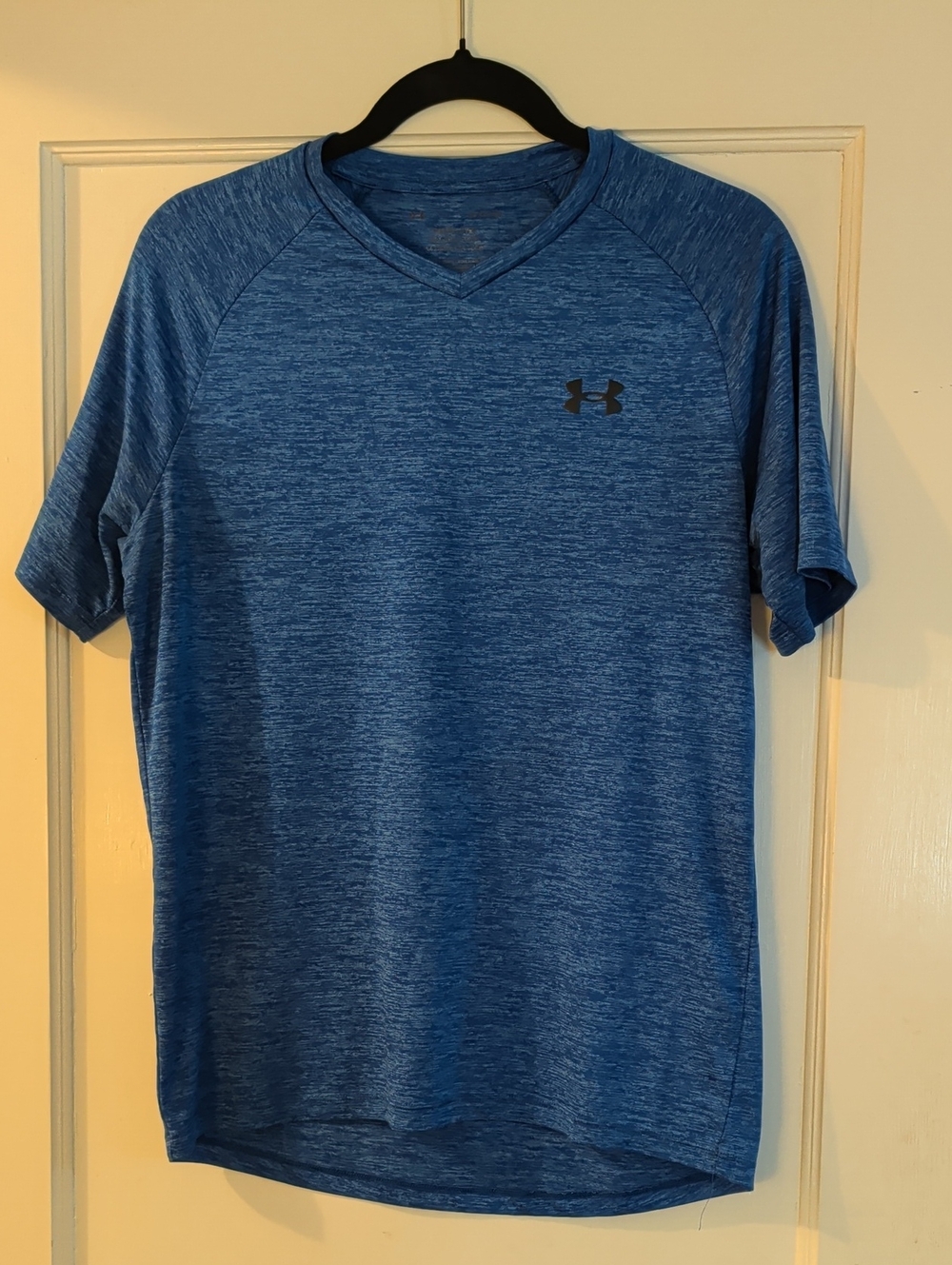 Under Armour Blue Heather V-Neck The Tech Tee, Sz S